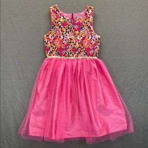 A.T.U.N. Pink Sleeveless Scoop Neck A-Line embroidered Dress for‎ Weddings